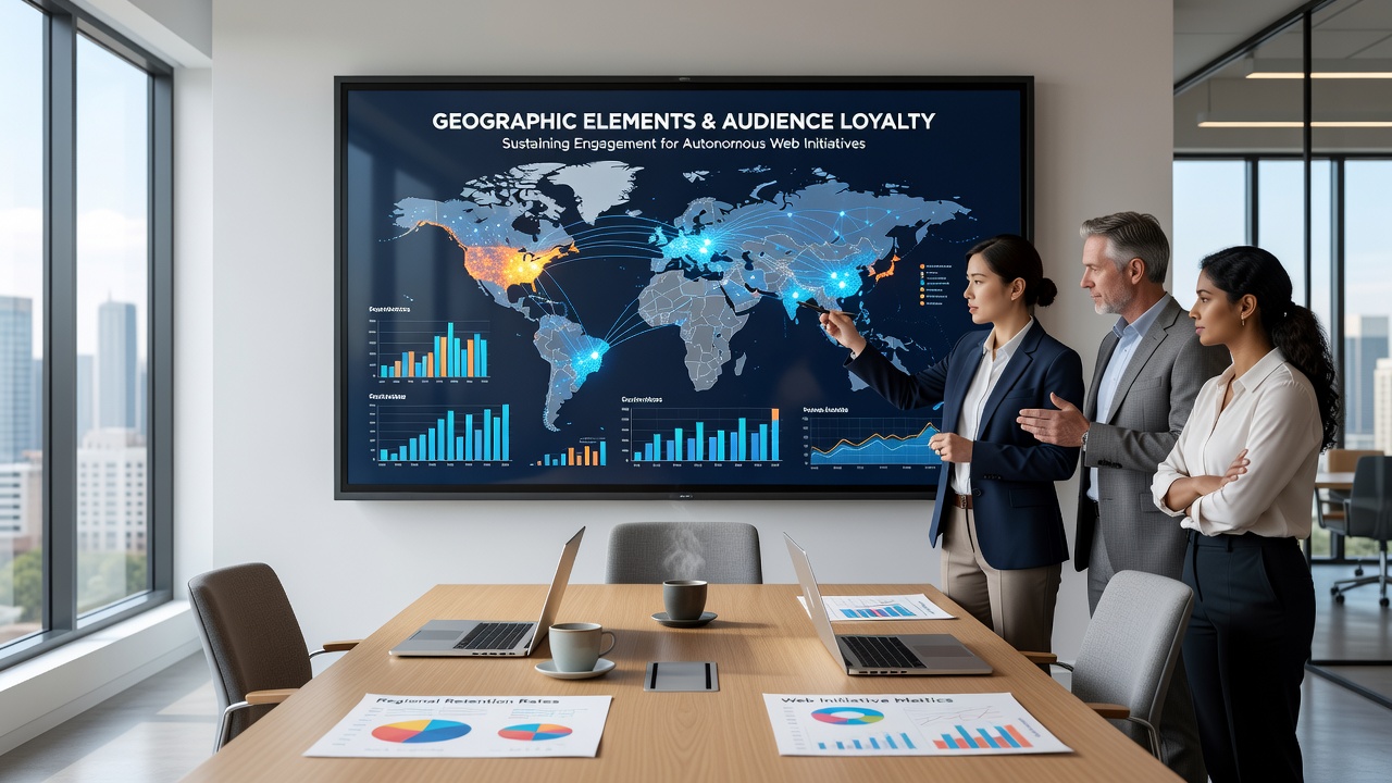 Map overlay illustrating engagement metrics by geographic region for independent websites